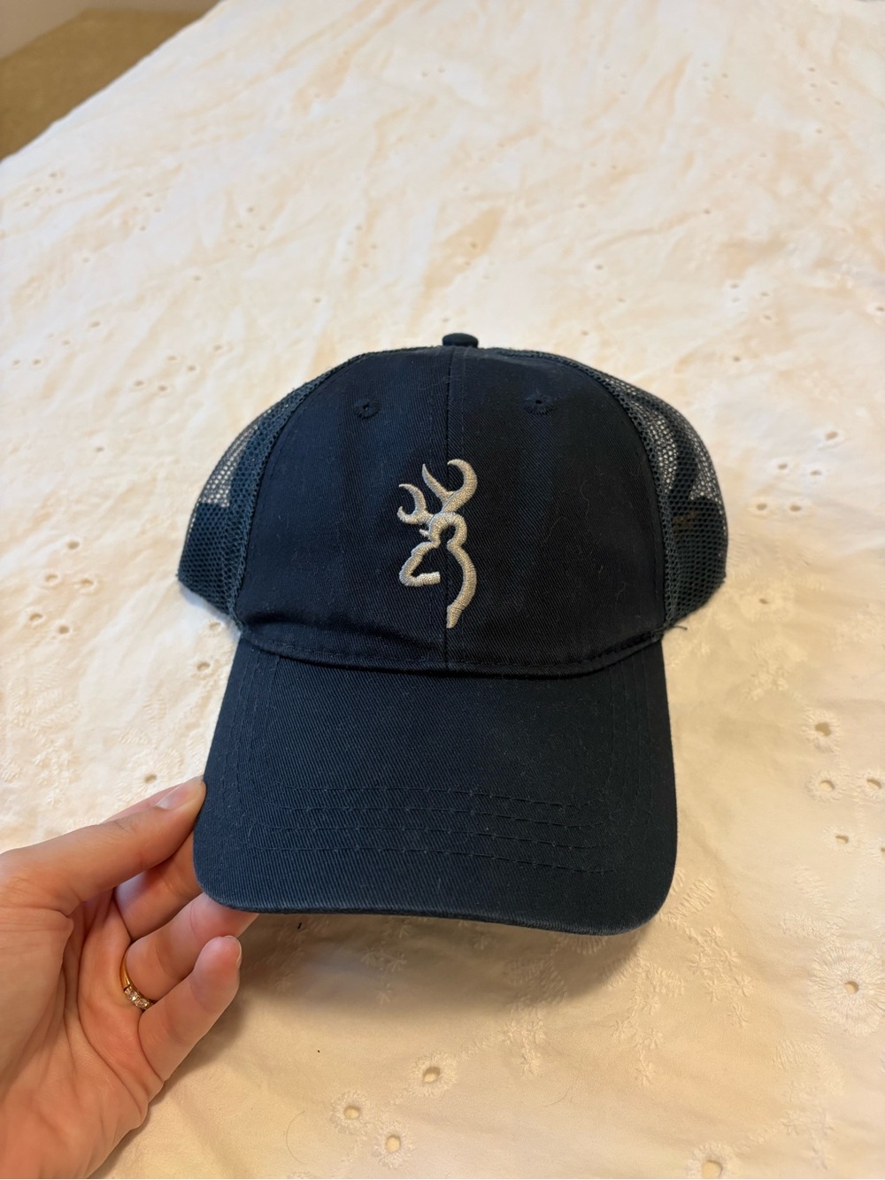Browning Navy Blue Mesh Trucker Hat